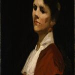 Elegant Woman in Red Jacket and White Collar