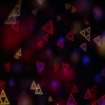 Glowing Fractal Triangles on Abstract Background with Bokeh Lights