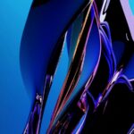 Abstract Blue And Black Metallic Shapes On Blue Background