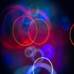 Ethereal Glow: Abstract Circles and Crescent Moon