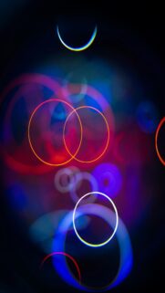 Ethereal Glow: Abstract Circles and Crescent Moon