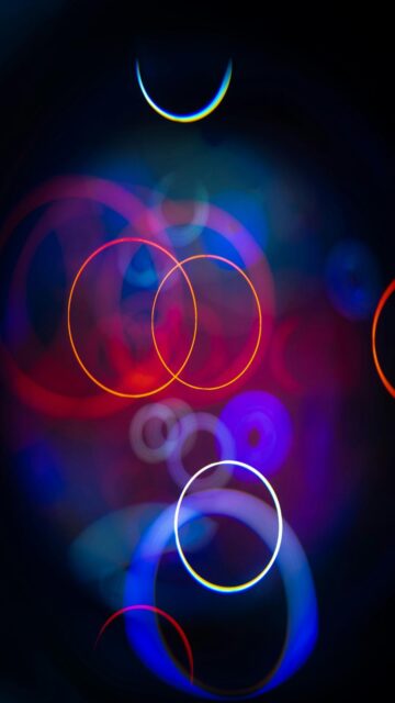 Ethereal Glow: Abstract Circles and Crescent Moon