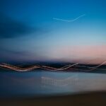 Dusk Light Trails Over Water