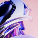 Abstract Metallic Sculpture with Iridescent Colors