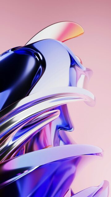 Abstract Metallic Sculpture with Iridescent Colors