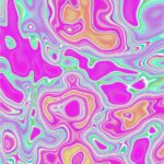 Abstract Pastel Swirls of Pink Yellow and Blue