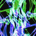 Ethereal Blue And Green Swirls On Black
