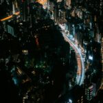 Nighttime Cityscape with Light Trails