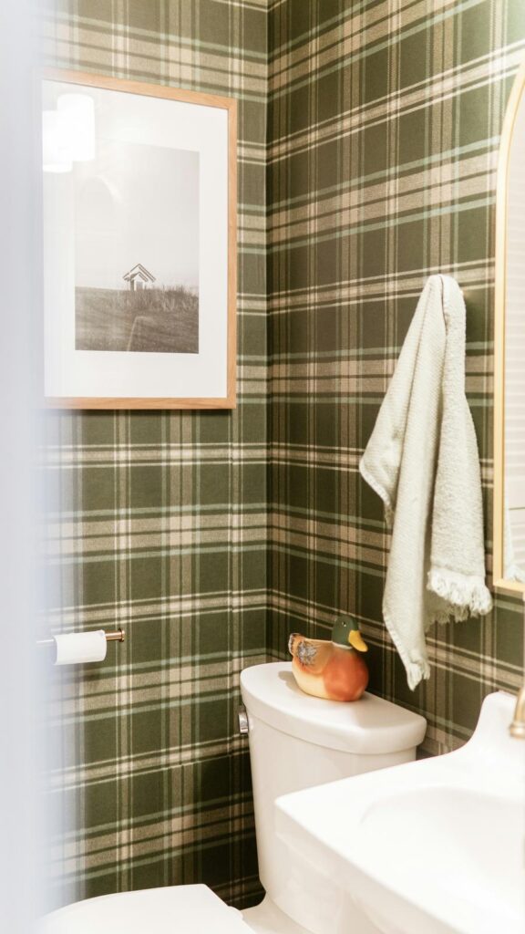 Bathroom Inspiration - Green Plaid Wallpaper
