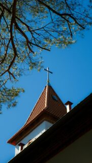Clear Blue Skies with Church Steeples