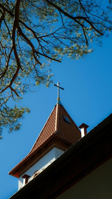 Clear Blue Skies with Church Steeples