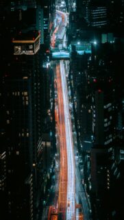 City Nights: Light Trails on Urban Streets