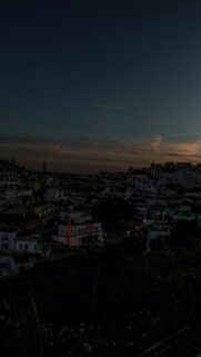 Dusk Cityscape with Buildings and Lights