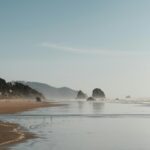 Coastal Landscape with Ocean Beach and Rock Formations