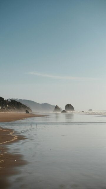 Coastal Landscape with Ocean Beach and Rock Formations