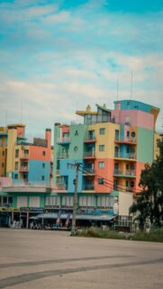 Vibrant Cityscape with Balconies