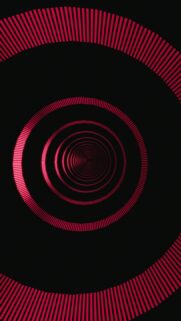 Concentric Red Circles with Vertical Lines on Black Background