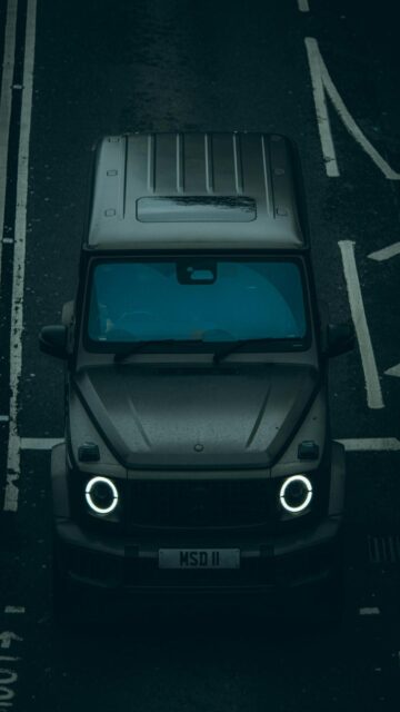 Glowing Headlights on Wet Road - Dark Grey SUV Wallpaper