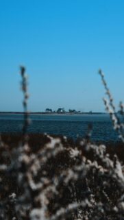 coastal-serenity-blue-sky-houses-water