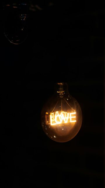Edison Bulb Love Illuminated Inside Mobile Wallpaper