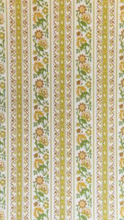 Vibrant Floral Striped Wallpaper with Green and Orange Patterns