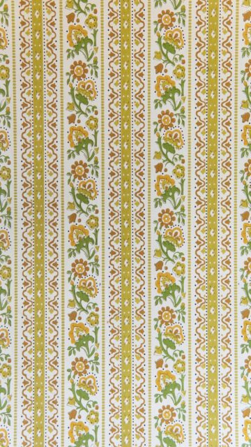 Vibrant Floral Striped Wallpaper with Green and Orange Patterns
