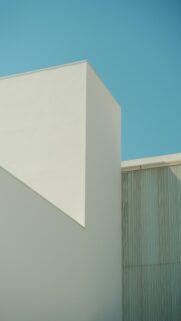 Geometric Architecture Against A Clear Blue Sky