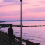 Purple Sunset Ocean View Wallpaper