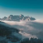 Foggy Mountain Lake Sunset