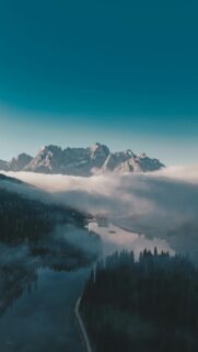 Foggy Mountain Lake Sunset
