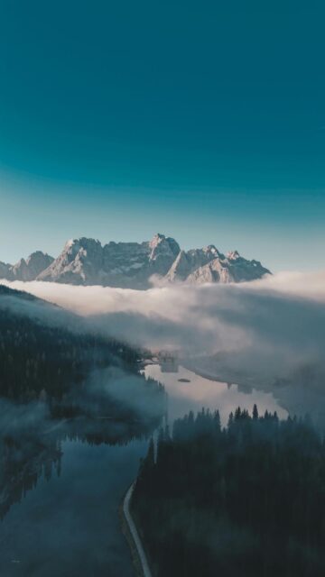 Foggy Mountain Lake Sunset