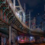 Nighttime Cityscape - Railway and Streetlights