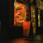 Glowing Night Neon Sign at Red Cat Records