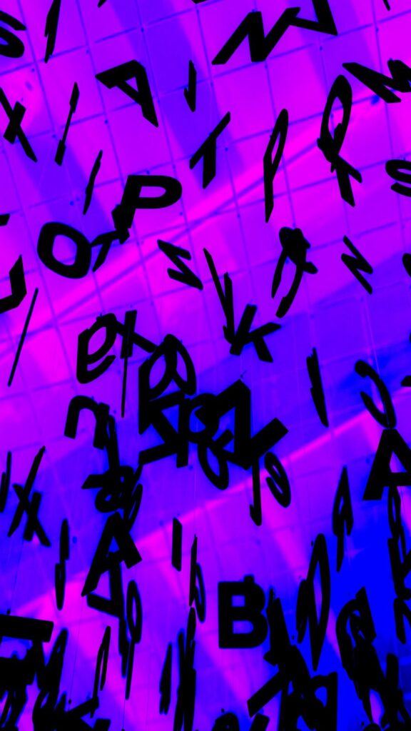 Vibrant Background with Scattered Black Letters