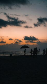 Sunset Silhouettes on Beach