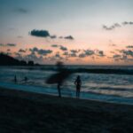 Sunset Ocean Waves Beach Silhouettes