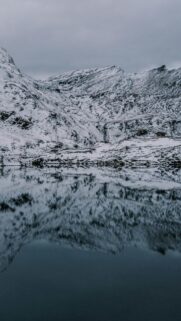 snow-covered-mountains-reflected-in-dark-lake