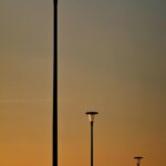Warm Sunset Sky Streetlights Wallpaper