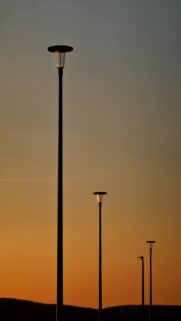 Warm Sunset Sky Streetlights Wallpaper