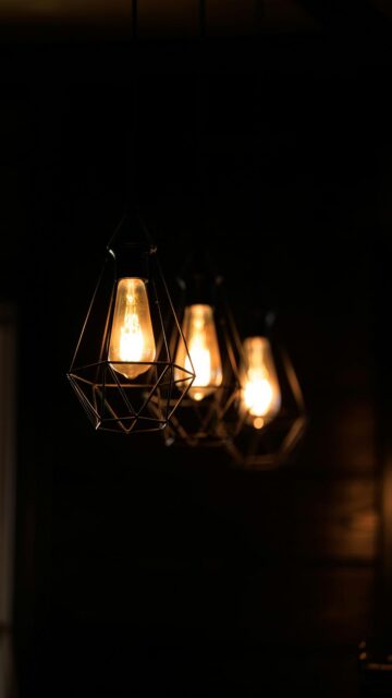 Edison Bulbs in Geometric Fixtures