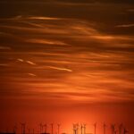 Fiery Sunset Sky with Wind Turbines