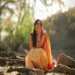Vibrant India: Woman in Traditional Attire Enjoys Outdoor Moment
