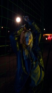 Nighttime Vibes: Young Woman in Leather Jacket