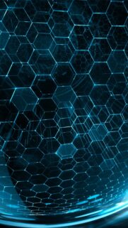 Futuristic Neon Blue Hexagon Pattern Tech Wallpaper for Mobile