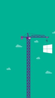 Minimalist Windows 10 Construction Crane Wallpaper for Mobile