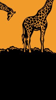 Minimalist Giraffe Silhouette Illustration with Orange and Black Aesthetic
