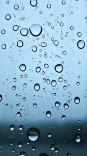 Macro Rain Drops on Glass Surface Blue Aesthetic Mobile Wallpaper