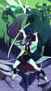 Anime Samurai Warrior Fighting Demon High Quality Mobile Wallpaper