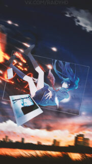 Melancholic Anime Girl Falling Wallpaper – High Resolution Aesthetic Sky Background
