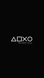 Minimalist PlayStation Logo Symbols with Japanese Text Black Wallpaper for Mobile